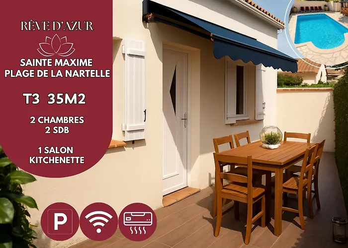 Сasa de vacaciones T3 De 35m2, à Pied, Piscine Partagée, Bbq, Parking, Wifi, 2 2 Salles De Bain, Résidence Le Rêve D'azur