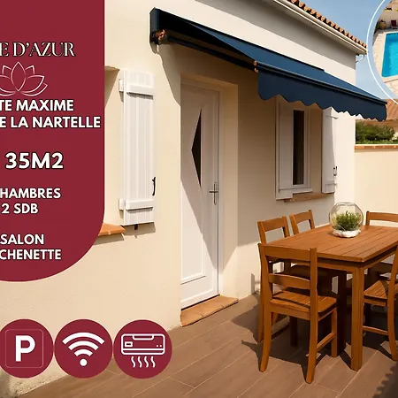 Hébergement de vacances T3 De 35m2 - De La Nartelle à 200m- Piscine Partagée -parking - Bbq - 2 2 Salle De Bains Pour Un Calme&détente à Quelques Pas De La Plage- Check-in 15h à 20h Maximum- Propriété Le Rêve D'azur Maxime